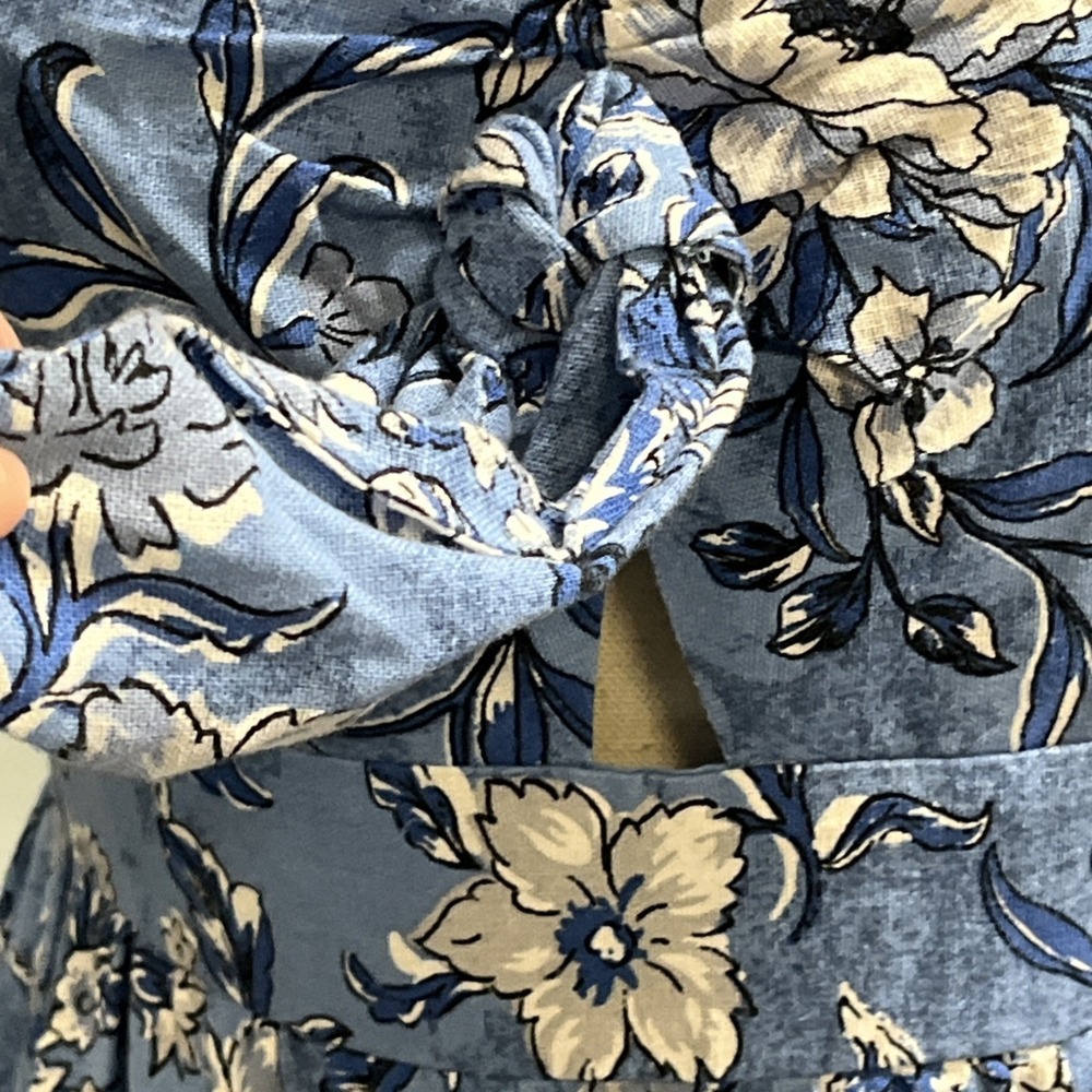 House Of Harlow Dress Blue Floral Linen Blend Tiered Maxi Sundress Size S Resort - Picture 13 of 14